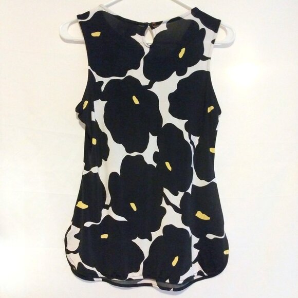 Worthington Black White Abstract Floral Sleeveless Top M Modern Classic Workwear - Picture 6 of 10
